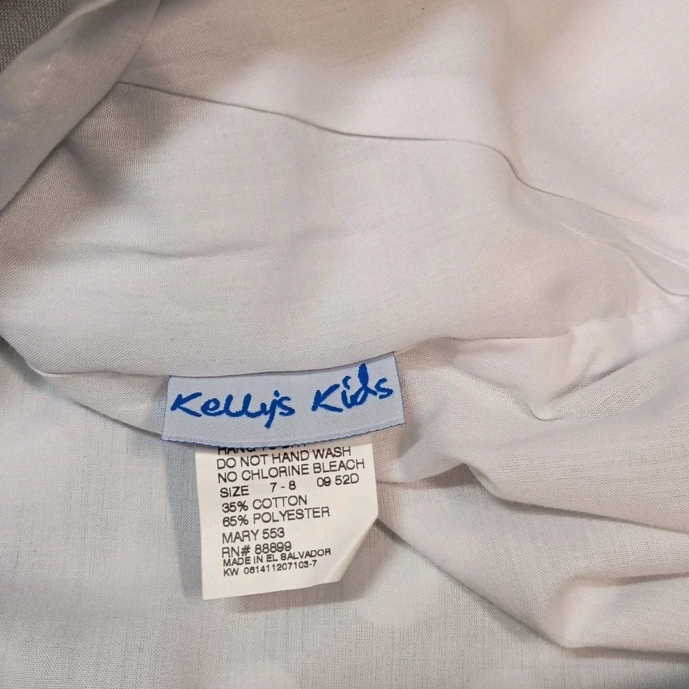 Kelly's Kids Polka Dot A-line Dress Girls 7/8 Grey Lined Pockets Sleeveless‎